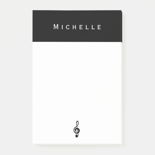 Post-it® Symbole musical Clef Treble Black White (Devant)