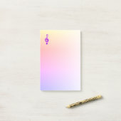 Post-it® Symbole musical Purple Treble Clef Ombre rose (Sur un bureau)
