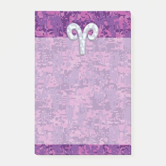 Post-it® Symbole Pearl Like Aries sur Camo numérique rose (Devant)