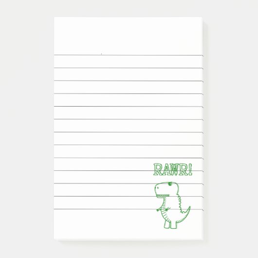 Post-it® T Rex Dino Vert En colère Ligné (Devant)