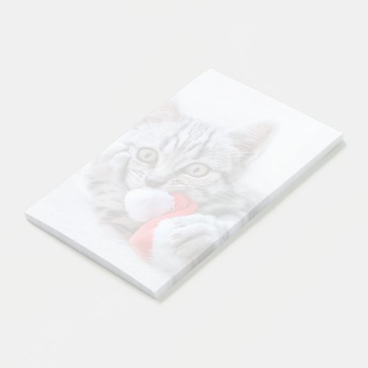 Post-it® Tabby gris mou Chat avec Noël Casquette (Incliné)