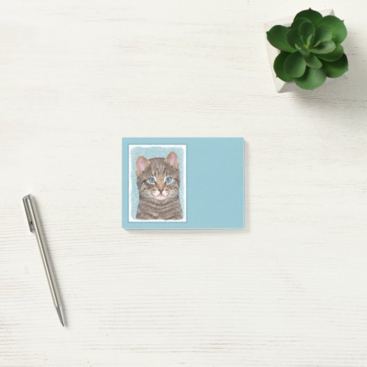Post-it® Tabby Gris Peinture Chat - Cute Original Art Chat (Bureau)