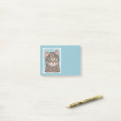 Post-it® Tabby Gris Peinture Chat - Cute Original Art Chat (Sur un bureau)