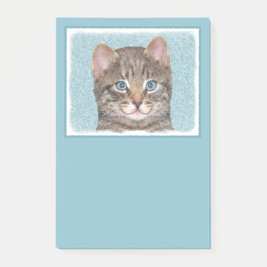 Post-it® Tabby Gris Peinture Chat - Cute Original Art Chat (Devant)