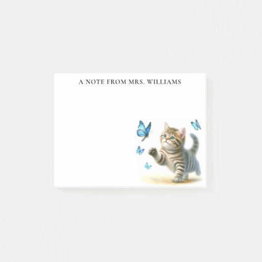 Post-it® Tabby personnalisé chaton avec papillons (Devant)