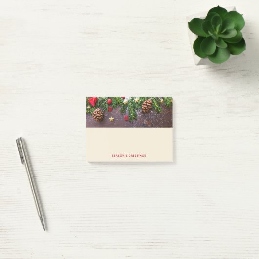 Post-it® Table de Noël rustique avec pin et neige (Bureau)