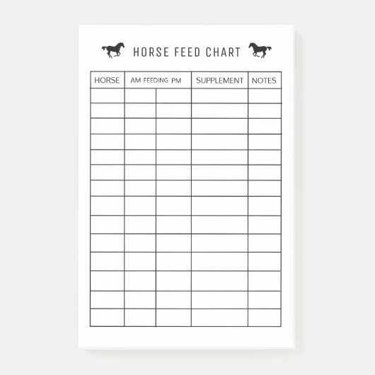 Post-it® Tableau d'alimentation du cheval, Calendrier d'ali (Devant)