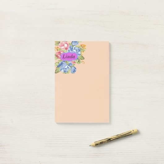 Post-it® Tableau De Fleurs Avec Plaque De Nom (Sur un bureau)