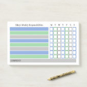 Post-it® Tableau Hebdomadaire de Responsabilités et de Corv (Sur un bureau)