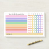 Post-it® Tableau Hebdomadaire des Responsabilités de Corvée (Sur un bureau)
