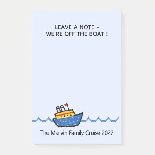 Post-it® Tablette de message pour bateau de croisière (Devant)