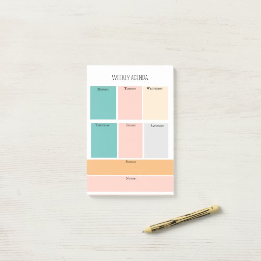 Post-it® Tâche simple de planification de base Agenda hebdo (Sur un bureau)