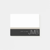 Post-it® Tan blanc et bande noire Juste une note Monogramme (Devant)