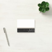 Post-it® Tan blanc et bande noire Juste une note Monogramme (Bureau)