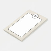 Post-it® Tan monogramme, blanc avec couronne noire (Incliné)