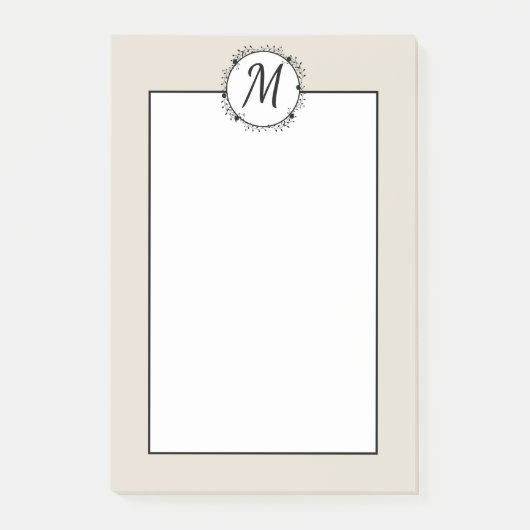Post-it® Tan monogramme, blanc avec couronne noire (Devant)