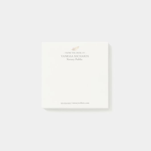 Post-it® Tan raffiné et plumes d'or Bureau Notaire simple (Devant)