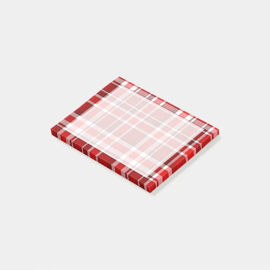 Post-it® Tartan blanc rouge de plaid (Incliné)