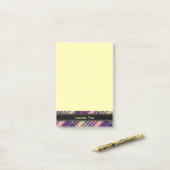 Post-it® Tartan mauve, or et bleu (Sur un bureau)