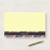 Post-it® Tartan mauve, or et bleu (Sur un bureau)