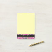 Post-it® Tartan rose, or et bleu (Sur un bureau)