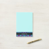 Post-it® Tartan vert de mer, violet et bleu (Sur un bureau)