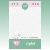 Post-it® Tasse à café rose et vert avec nom