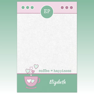 Post-it® Tasse à café rose et vert avec nom