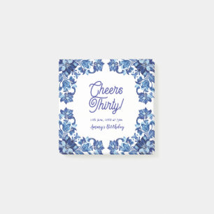 Post-it® Tcheers trente ans royal bleu floral bordure na