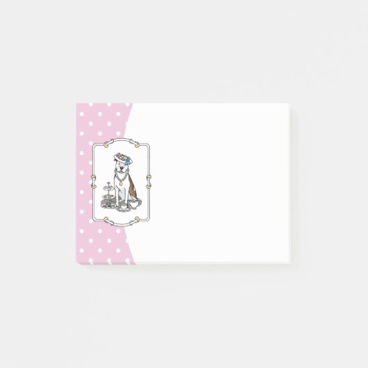 Post-it® Tea Party Pit Bull (lt brindle white 3) chien mign (Devant)