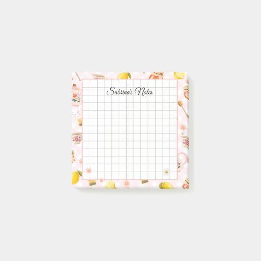 Post-it® Tea Time Cozy Notes – Grid Lined Sticky Notes (Devant)