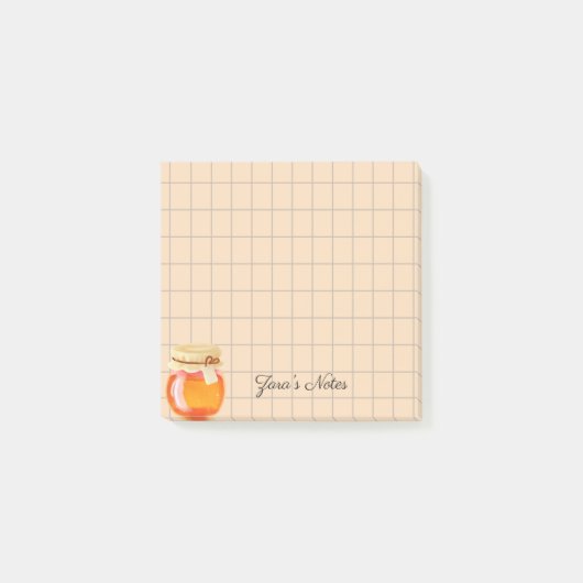 Post-it® Tea Time Honey Pot Personalized Grid Sticky Notes (Devant)