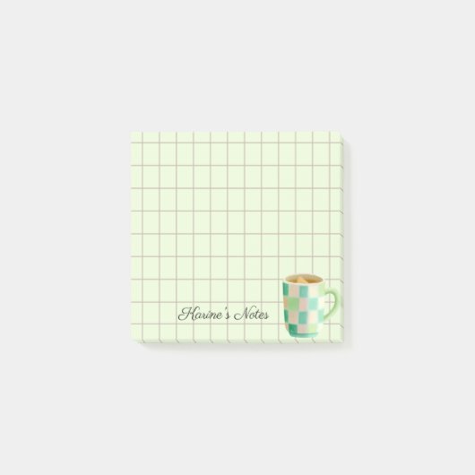 Post-it® Tea Time Tea Cup – Personalized Grid Sticky Notes (Devant)