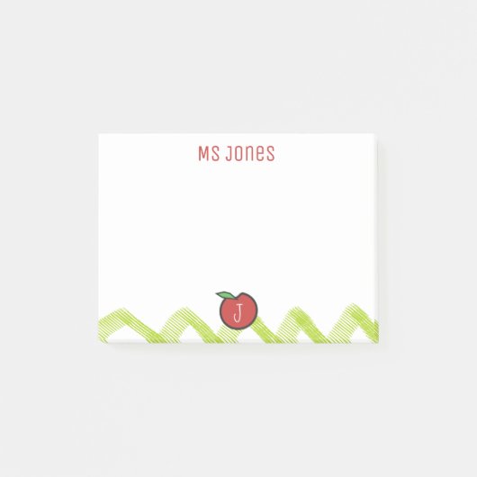 Post-it® Teacher Apple Nom personnalisé Monogram Post it® N (Devant)
