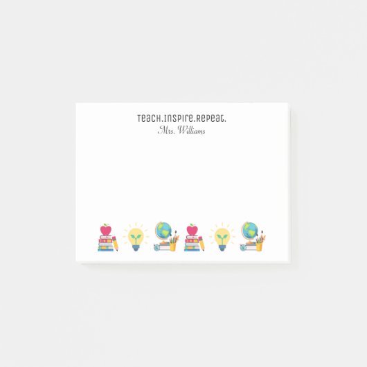 Post-it® Teacher Appreciation Teach Inspire Repeat School  (Devant)