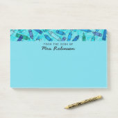 Post-it® Teacher de Crayons Bleus Cute du bureau de 10x6 (Sur un bureau)