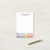 Post-it® Teacher Nom de la classe Cute Rainbow Pencils (Sur un bureau)