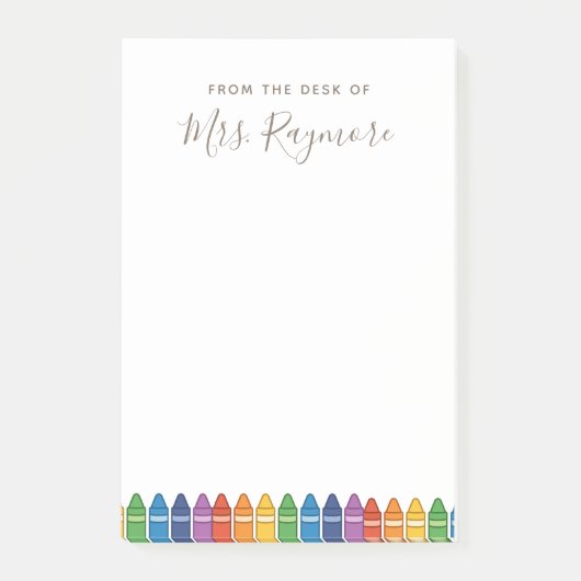 Post-it® Teacher Thank You Note – Rainbow Crayon Custom Car (Devant)