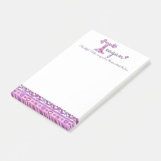Post-it® Teagan nom T personnalisé signifiant message il no (Incliné)