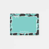 Post-it® Teal Cow Print & White Bow With Your Name (Devant)
