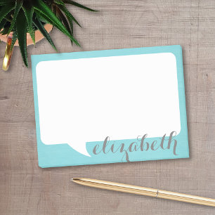 Post-it® Teal et nom personnalisé par bulle d'entretien de