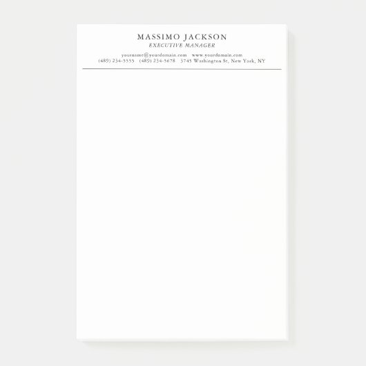 Post-it® Tendance Moderne Simple Noir & Blanc Professionnel (Devant)