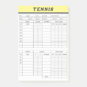 Post-it® Tennis Score Sheets -Notes de post-it du Pad de no