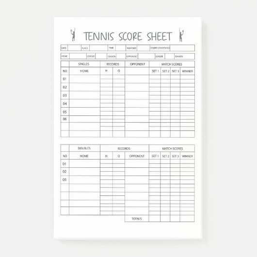 Post-it® Tennis Score Sheets -Scort (Devant)