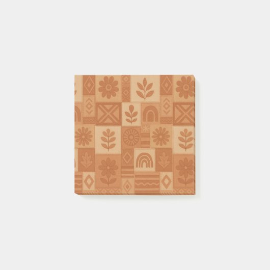 Post-it® Terracotta Patchwork Quilt Rustic Farmhouse Floral (Devant)