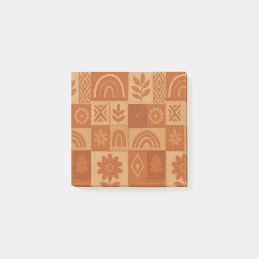 Post-it® Terracotta Patchwork Quilt Rustic Farmhouse Floral (Devant)