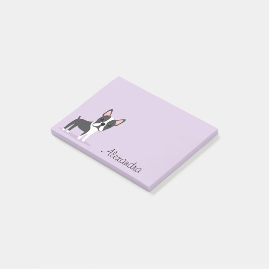 Post-it® Terrier de Boston avec le pourpre nommé (Incliné)