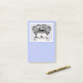 Post-it® Terrier tibétain peignant - art original mignon de (Sur un bureau)