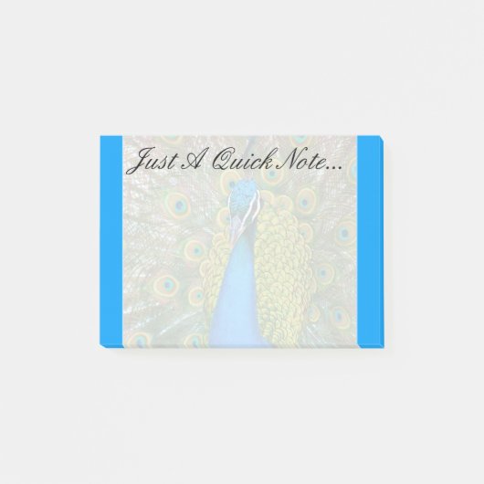 Post-it® Tête bleue Peacock avec et des plumes de queue col (Devant)