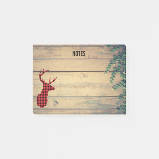 Post-it® Tête de cerf avec Antlers sur Faux Wood (Devant)